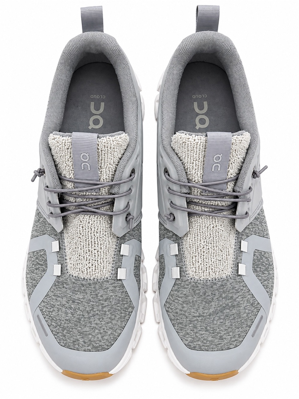 On Running Men’s Grey & Light Grey Cloud Sneakers with Gum Accents
